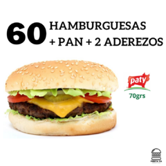 60 Hamburguesas “Paty” de 70grs con pan "fargo c / sesamo" + 2 Aderezos - comprar online