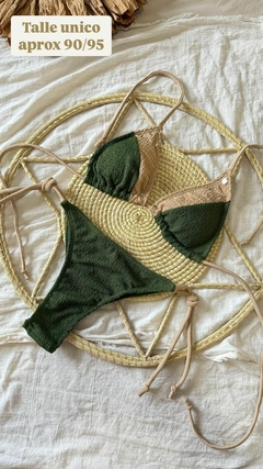 Bikini franja textura Verde-Natural
