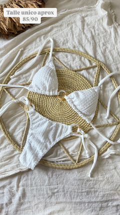 Bikini crochet blanca argollas