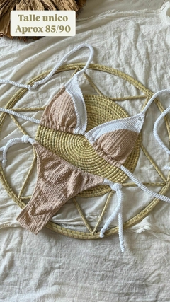 Bikini franja textura Beige/Blanco