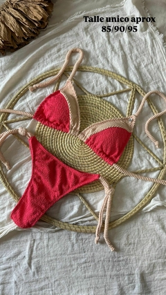 Bikini franja salmón-natural - comprar online