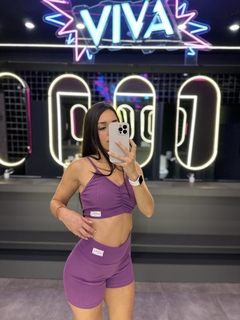 Imagen de CONJUNTO CALZA BIKER +TOP MORADO