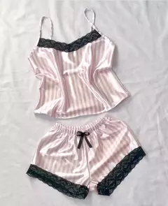 PIJAMA NACAR RAYADO ROSA