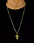 CONJUNTO: CORRENTE CADEADO QUINA 4MM + PINGENTE CRUZ COM PAI NOSSO