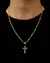 CONJUNTO: CORRENTE CAIXA DE FÓSFORO 3MM + PINGENTE CRUZ COM BORDA