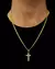 CONJUNTO: CORRENTE CUBANA 2MM + PINGENTE CRUZ CRAVEJADA RETA