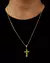 CONJUNTO: CORRENTE CUBINHO 1MM + PINGENTE CRUZ COM BORDA