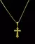 CONJUNTO: CORRENTE CUBINHO 1MM + PINGENTE CRUZ COM BORDA - comprar online