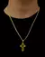 CONJUNTO: CORRENTE CUBANA 2MM + PINGENTE CRUZ RETA VAZADA