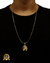 CONJUNTO MOEDA ANTIGA BANHADA EM 10 CAMADAS DE OURO 18K: CORRENTE CADEADO QUINA 1,2MM + PINGENTE