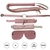Kit de eco cuero rosa con antifaz, mordaza, esposas y látigo