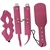 Kit de cuero Esposas + Antifaz + Fusta rosa
