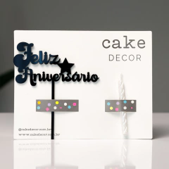 TOPO DE BOLO + VELA FELIZ ANIVERSÁRIO PRETO na internet
