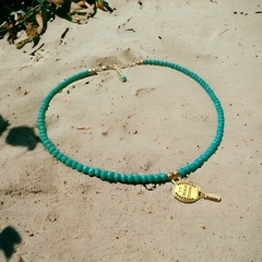 Colar Cristal Turquesa Com Pingente Raquete Beach Tênnis - comprar online