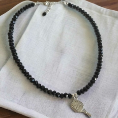 Colar Cristal Preto Com Pingente Beach Tennis - comprar online