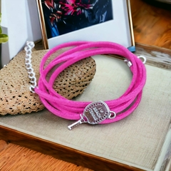Pulseira Courinho Pink Com Pingente Beach Tennis