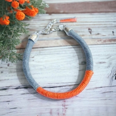 Pulseira Duo Linha Cinza e Laranja