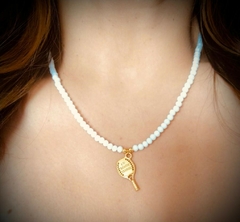 Colar Cristal Branco Com Pingente Beach Tênnis