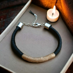 Pulseira Duo Linha Preto e Bege - comprar online