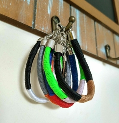 Pulseira Duo Linha Cinza e Rosa - loumarinhobt