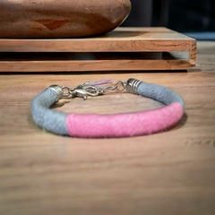 Pulseira Duo Linha Cinza e Rosa