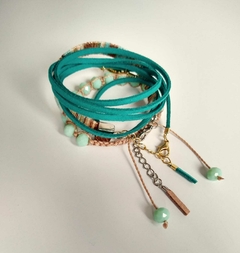 Kit de Pulseiras Bege e Turquesa - comprar online
