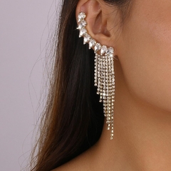 Brincos Ear Cuff Feminino Longo Franja Strass - comprar online