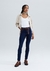 Calça jeans feminina skinny cintura média soft touch
