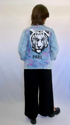 Jaqueta Jeans Boyfriend Pigmentada Tigre