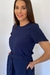 Blusa Feminina Básica Crepe Azul Marinho