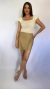 Mini Saia Couro Eco Bege