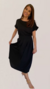 Conjunto Feminino Crepe Saia Midi E Blusa Preto - comprar online