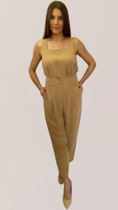 Conjunto Feminino Crepe Calça E Regata Bege