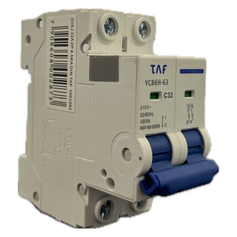 Disjuntor Bifásico (Bipolar) 32A – Curva C – YCB6H-63 – 4500A | TAF