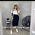 Conjunto bella Saia Mid com Cropped regata Ribana - Trazendo Modas