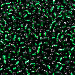 Miçanga núm. 6/0 - 50g (Verde Bnadeira Transparente)