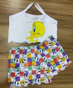 Pijama Cropped Piu-Piu Blusa Branca