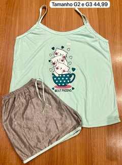 Pijama Plus Size Gatinho Verde