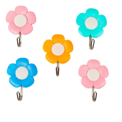 Cabide Gancho Flor Multiuso Colorida Autoadesivo 5 peças Cosy