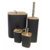 Kit Banheiro Lixeira Porta Escova 4 Peças Tampa Bambu - comprar online