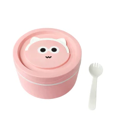 Marmita Lancheira Infantil 800ml com Colher e Alça Rosa