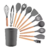 Kit 12 Utensílios De Cozinha Silicone com Cabo de Madeira