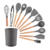 Kit 12 Utensílios De Cozinha Silicone com Cabo de Madeira B-Max