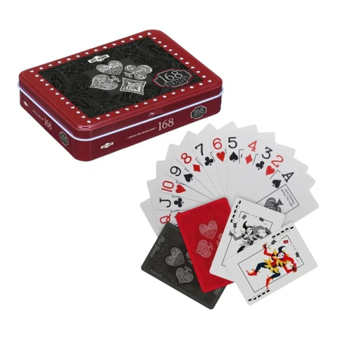 Baralho 2 Jogos 108 Cartas Plásticas Caixa Metal Art Game