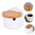 Saleiro de Porcelana Branco com Tampa de Bambu e Colher - comprar online