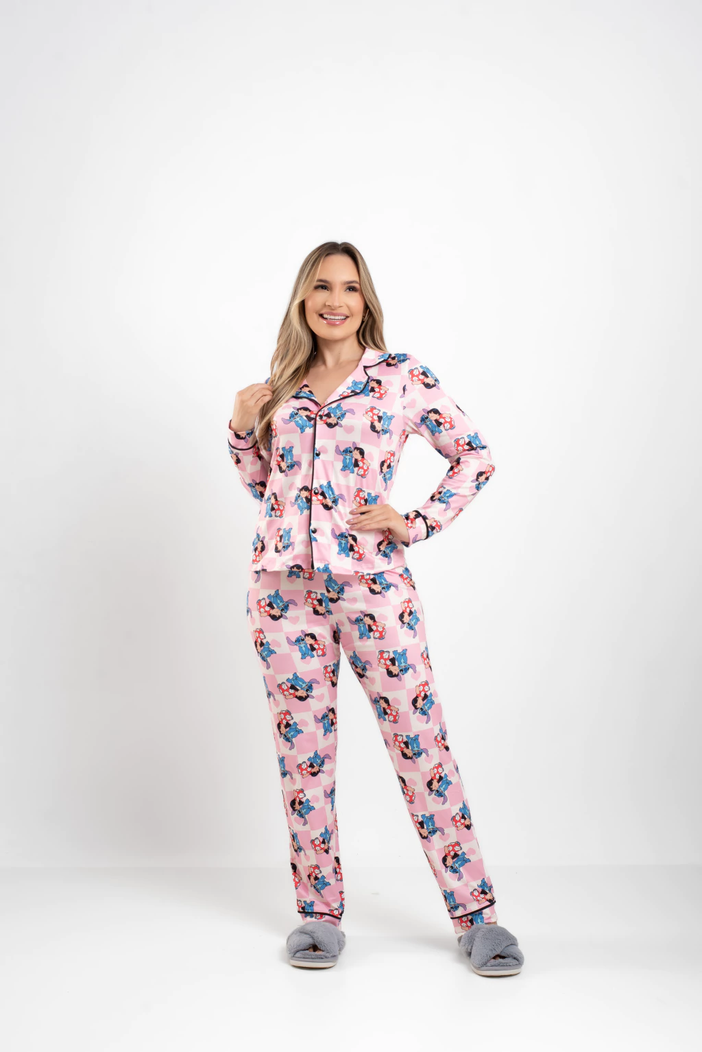 Pijama Americano Longo Conjunto Feminino Stitch