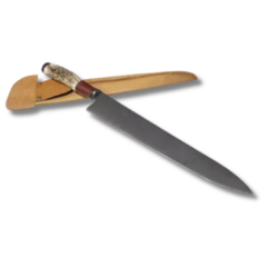 Cuchillo. 29cm. Hueso, Madera, Bronce. Acero