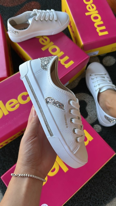 Tênis Casual Moleca Branco/Gliter 5667646