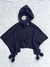 Poncho LITTLE AKIABARA Black Hood Talla 6