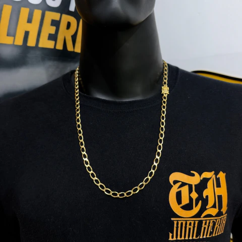 CORDÃO PITBULL ALONGADO 7 MM / 70CM / 26.0G - BANHADO A OURO